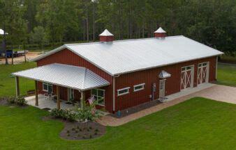 metal building shop on lake next to house|metal shouse buildings.